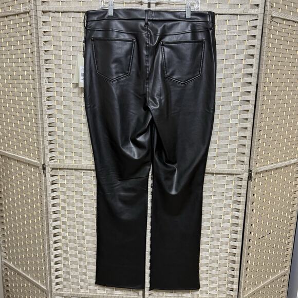 NYDJ Marilyn Straight Faux Leather Jeans Women 14 Black Sculpt Her Lift Tuck NEW - Picture 2 of 12